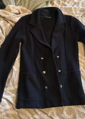 Level Eight Women's Acrylic Double Breasted Jacket Black Size M